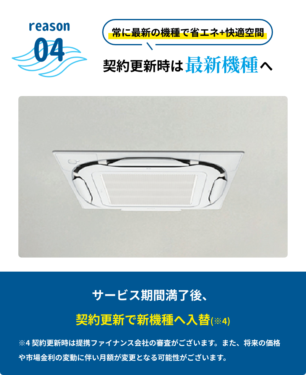 常に最新の機種で省エネ+快適空間